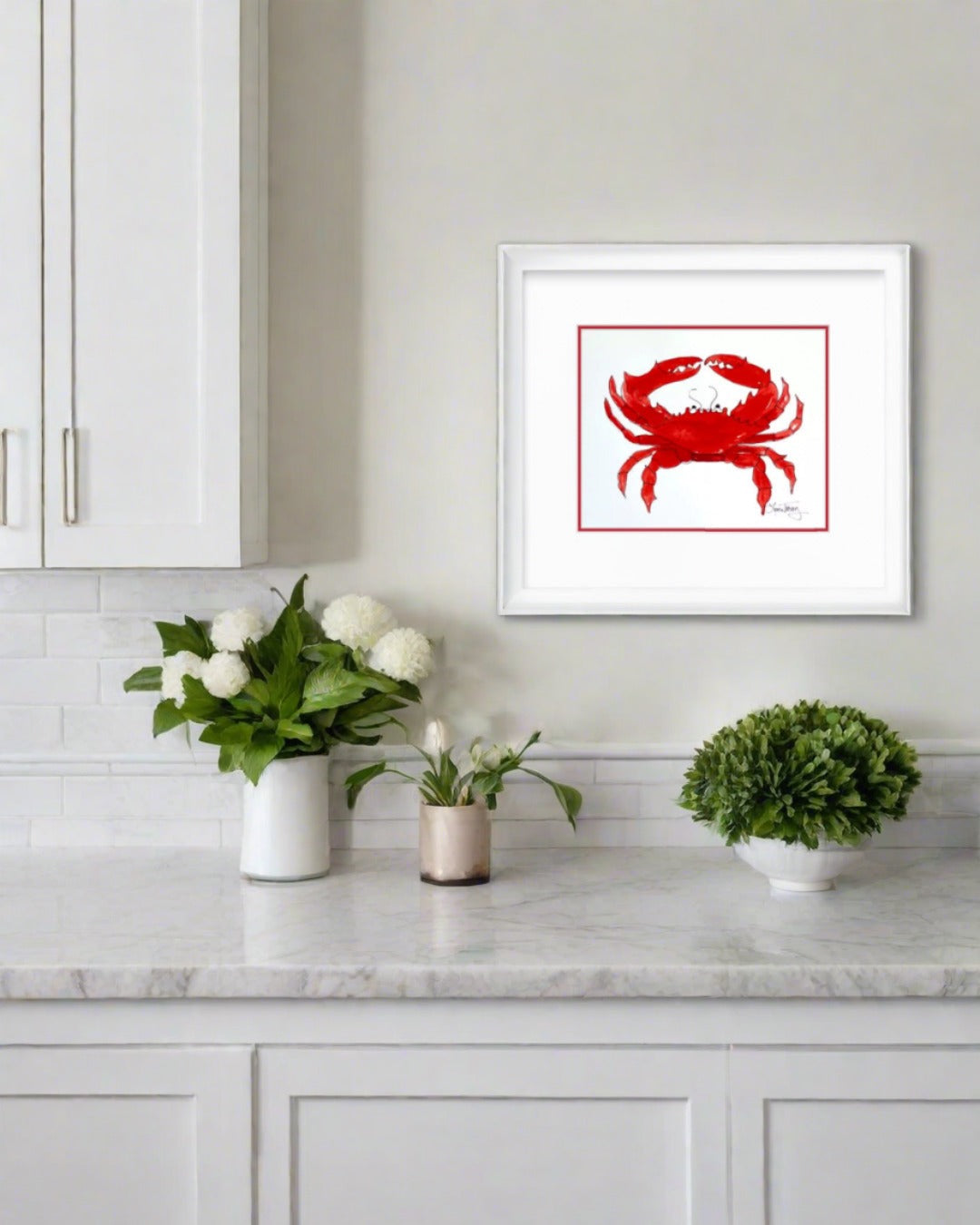 Red Crab Coastal Watercolor 9x11