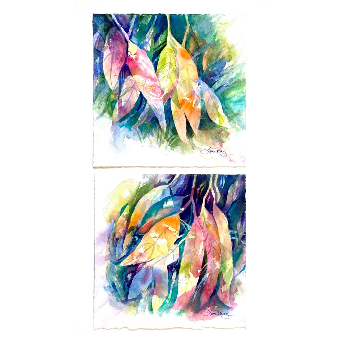 Abstract Leaves Watercolor 10x10