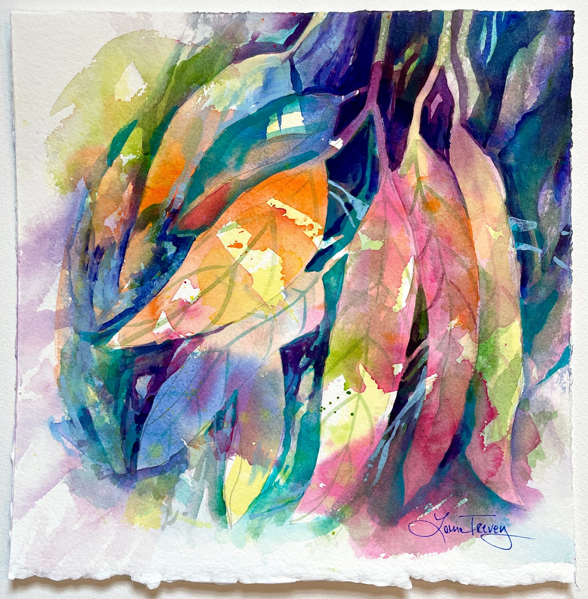 Abstract Leaves II Watercolor 10x10