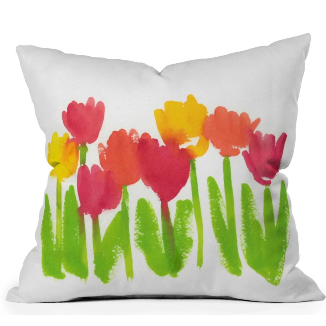 Bright Tulips Throw Pillow