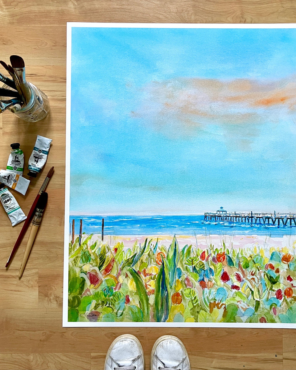 Deerfield Beach Pier Giclee Print Laura Trevey Watercolor Artist