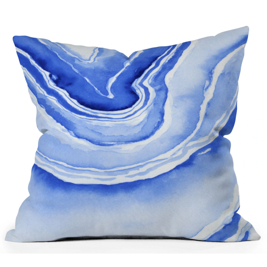 Blue Lace Agate Outdoor Throw Pillow