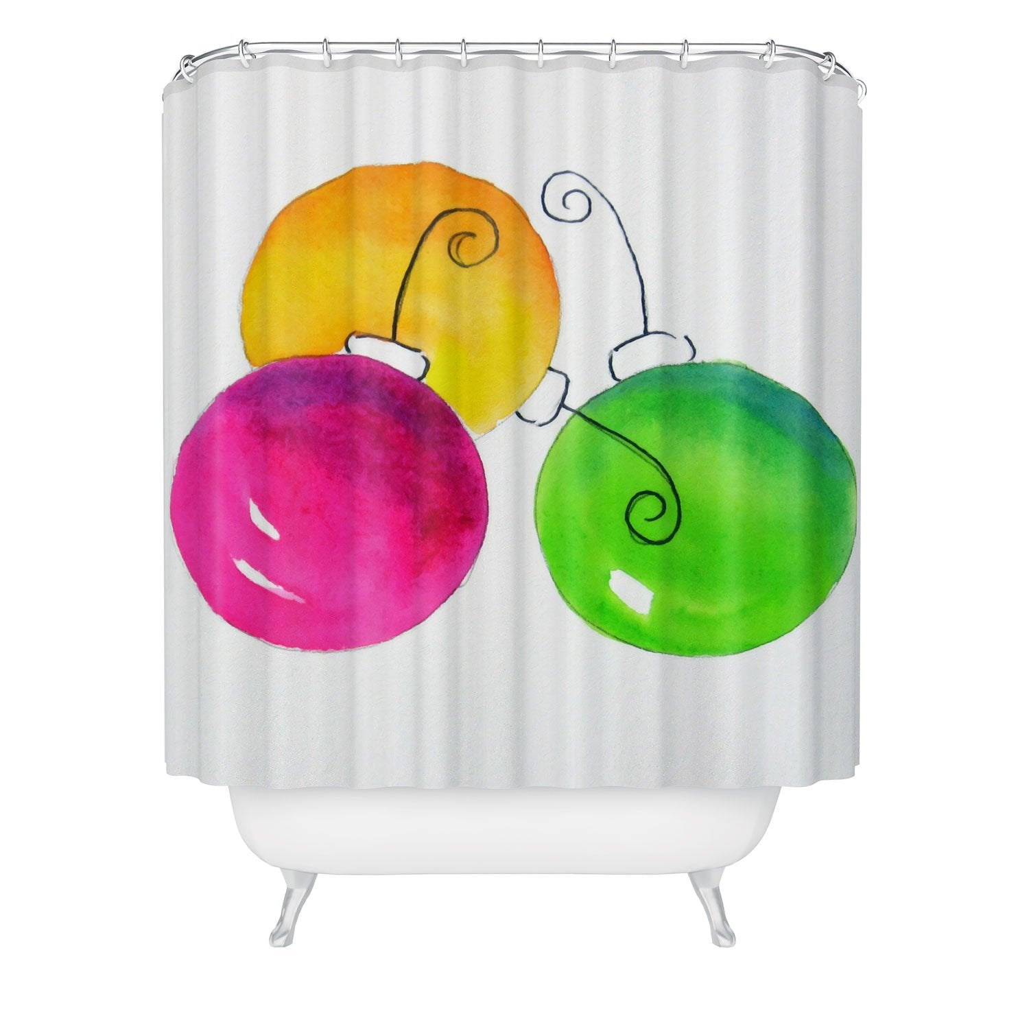 Pink and Green Holiday Shower Curtain