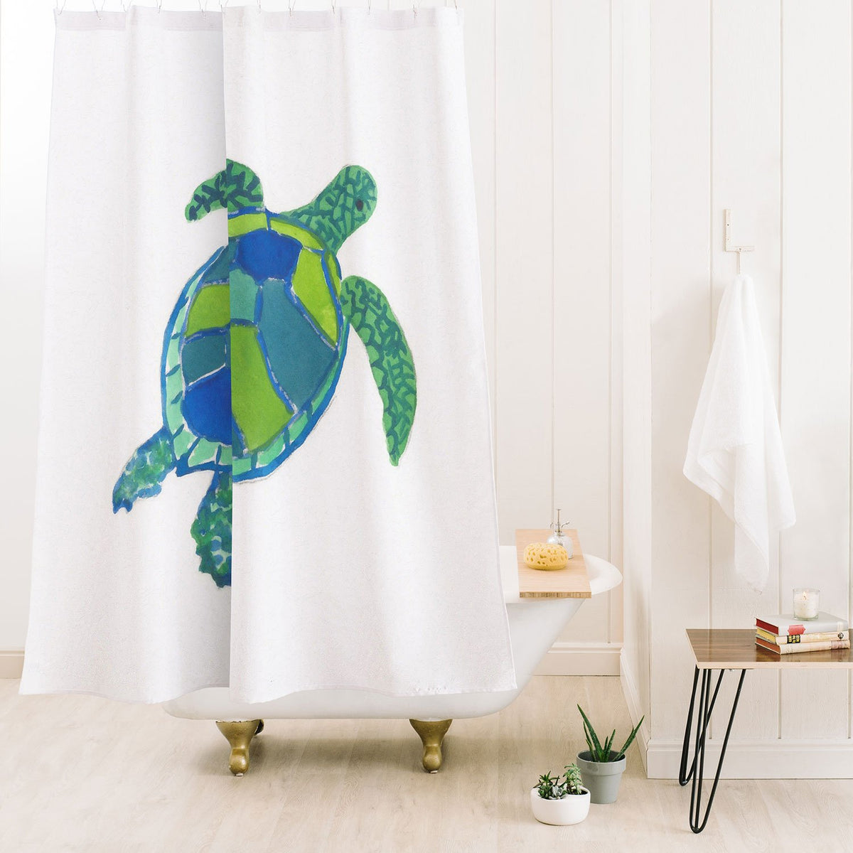Sea Turtle Shower Curtain - Laura Trevey Coastal Bathroom