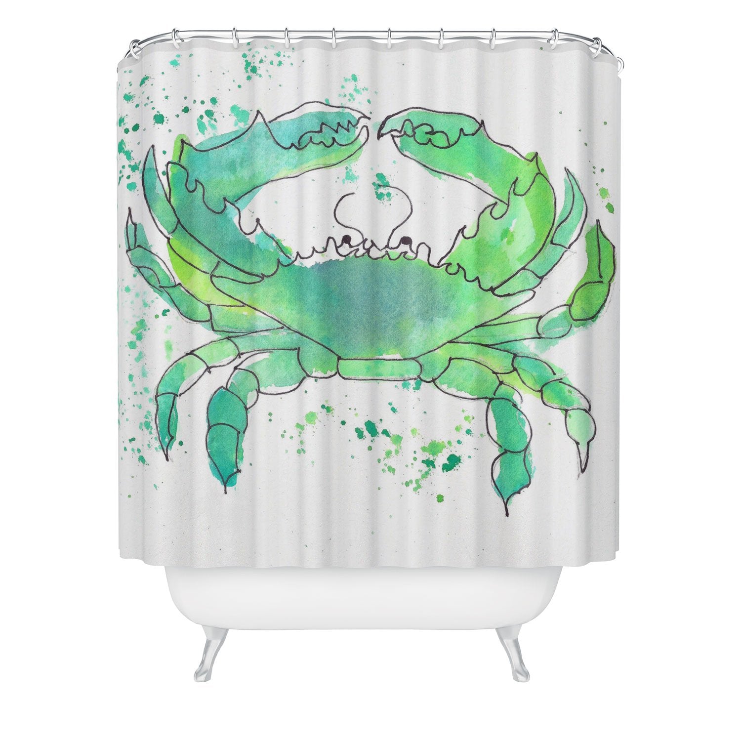 Seafoam Green Crab Shower Curtain