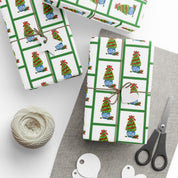 Green Frame Topiary Wrapping Paper | Watercolor Boxwood Christmas Gift Wrap