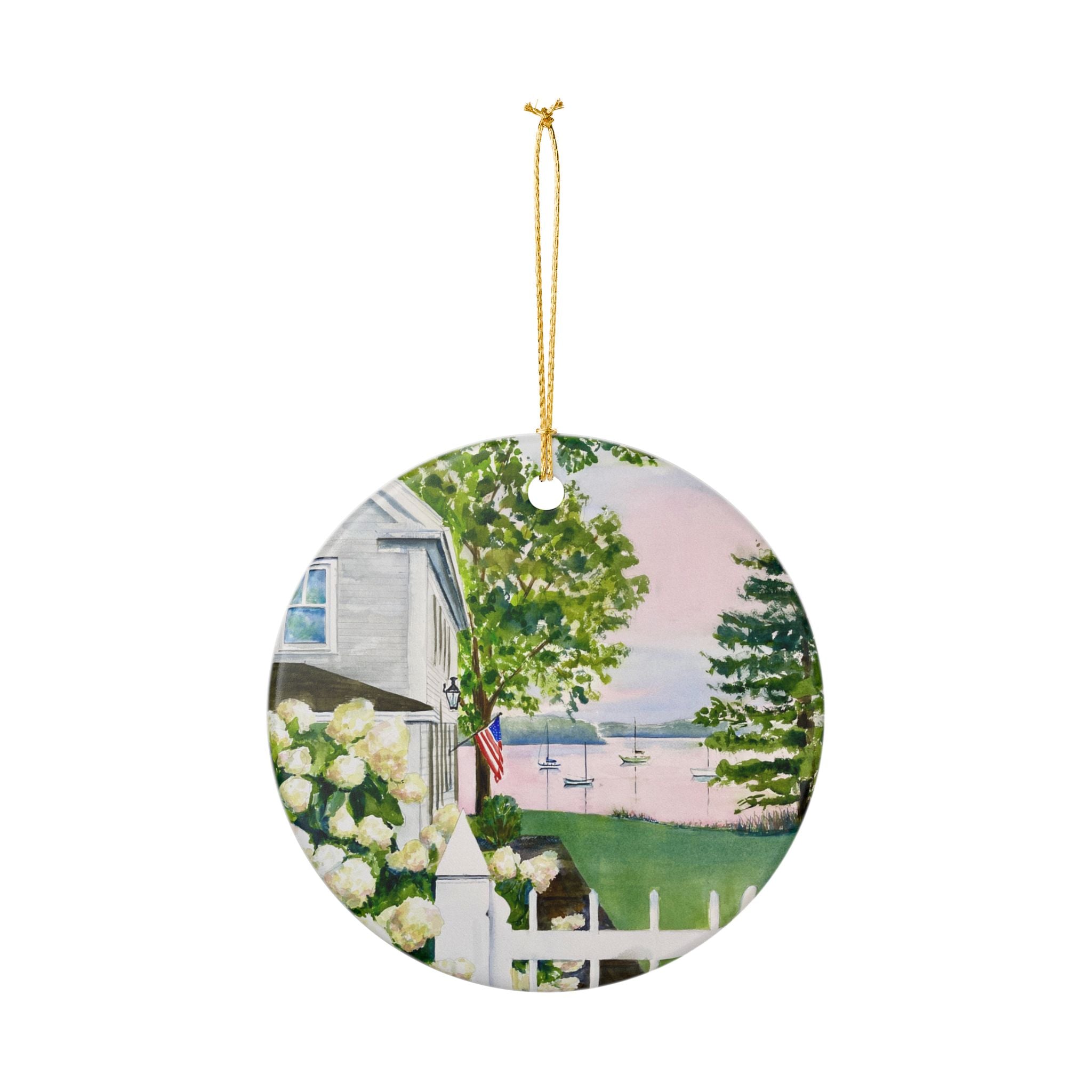 New England Hydrangea Personalized Ceramic Ornament