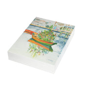 Christmas on Nantucket watercolor greeting card, stack of folded cards, view 2