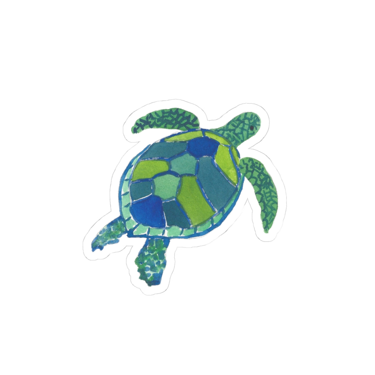 Sea Turtle Watercolor Sticker by Laura Trevey, watercolor card