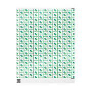 Merry Merry Lime and Teal Ornament Wrapping Paper | Watercolor Christmas Gift Wrap – full flat roll showing the repeating Merry Merry ornament tiles