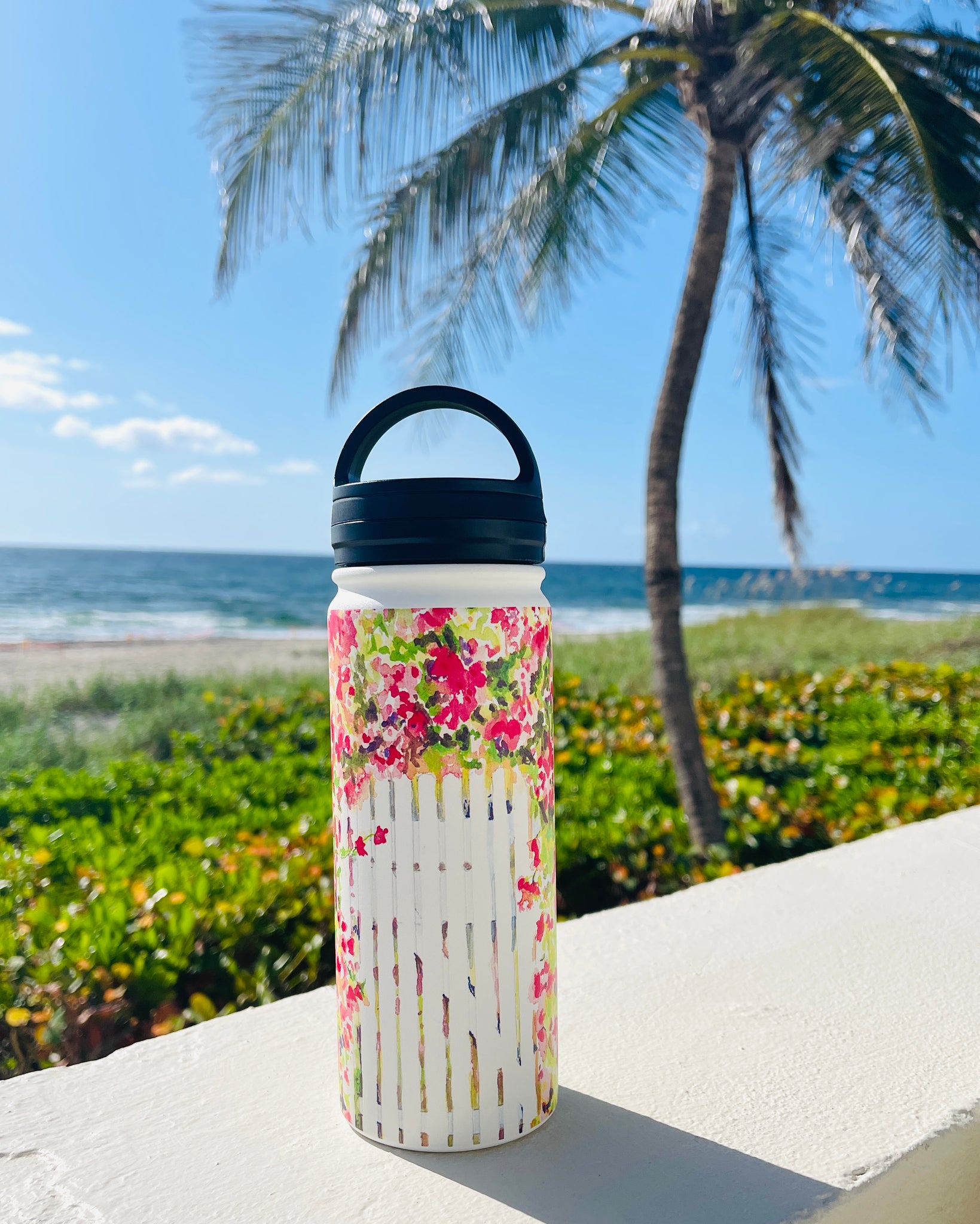 Stainless steel Water bottle in Laura Trevey Palm Beach design 