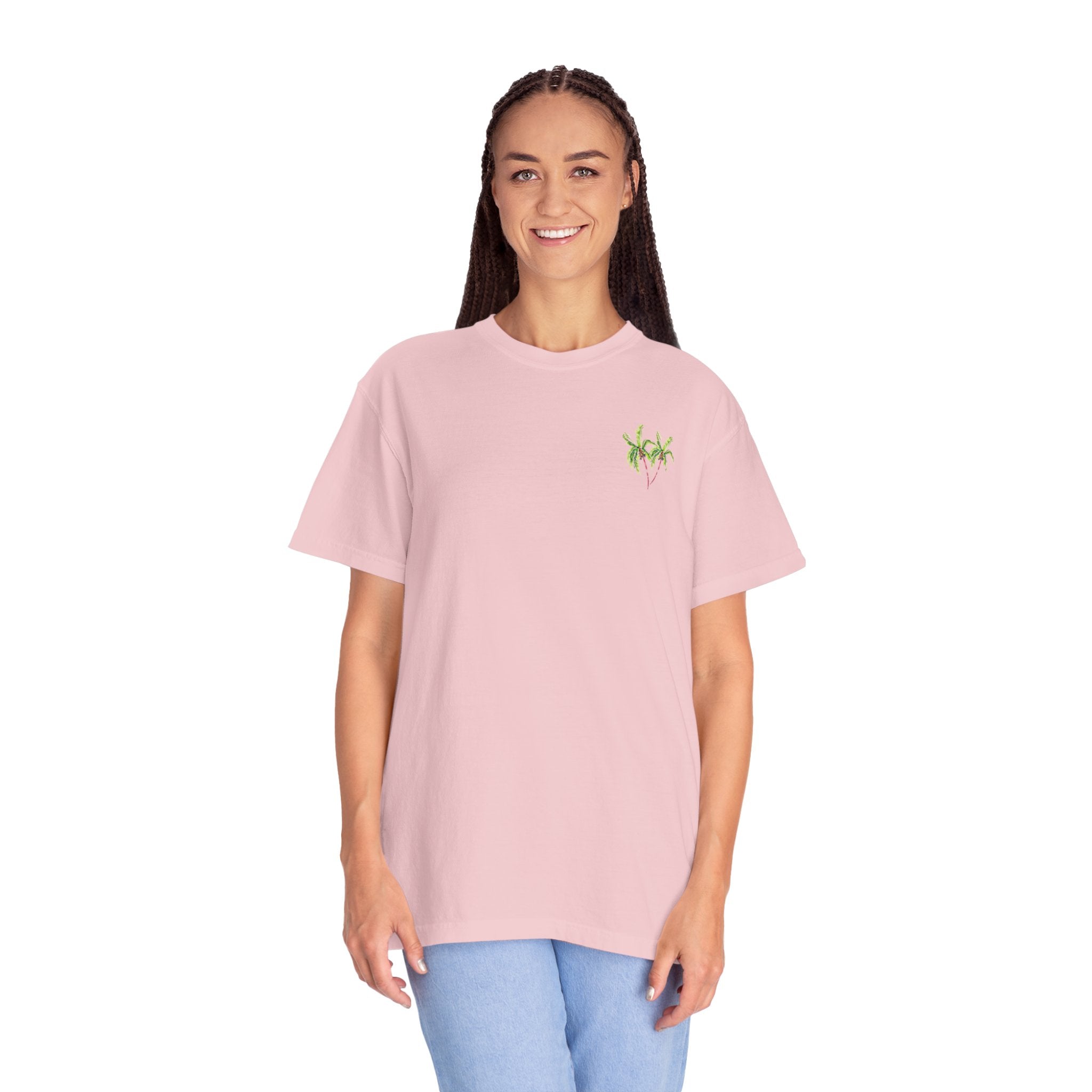 Keep Palm and Carry On Comfort Colors T-Shirt - Original Watercolor Palm Tree Tee by Laura Trevey (view 15)