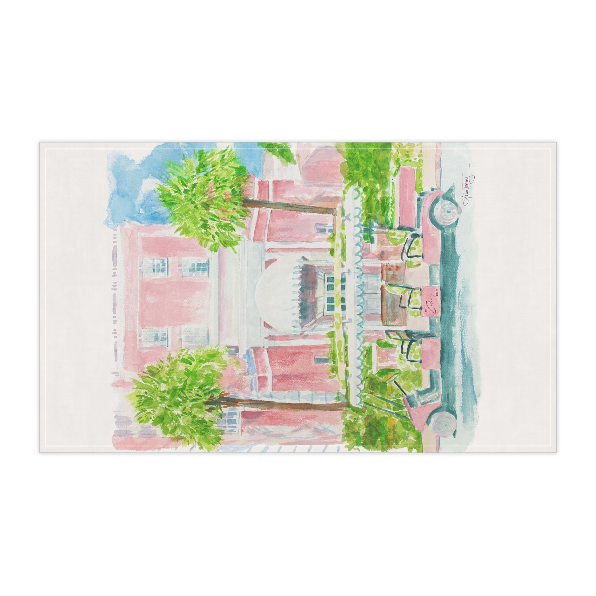 The Colony Hotel Palm Beach Tea Towel by Laura Trevey (view 8)
