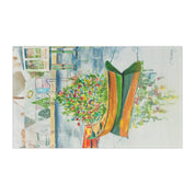 Christmas on Nantucket Tea Towel by Laura Trevey, tea towel laid flat sideways showing the full watercolor print