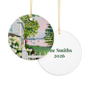 New England Hydrangea Personalized Ceramic Ornament