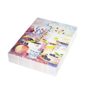 Orchid in a Tea Cup watercolor greeting card, stack of folded cards, view 1