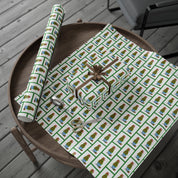 Green Frame Topiary Wrapping Paper | Watercolor Boxwood Christmas Gift Wrap
