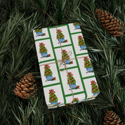 Green Frame Topiary Wrapping Paper | Watercolor Boxwood Christmas Gift Wrap