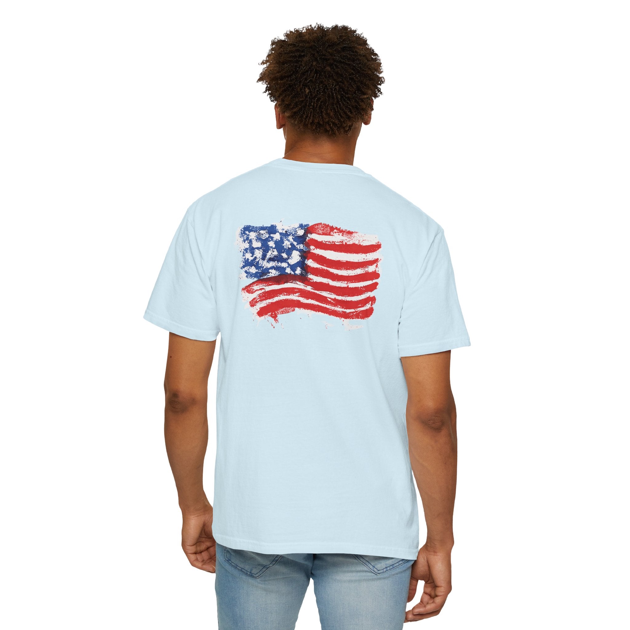 American Flag Vintage Brushstroke T-Shirt by Laura Trevey (view 11)