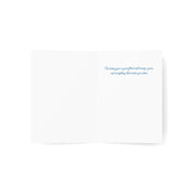 Elegant Lady in Blue watercolor birthday card, inside view with printed birthday message