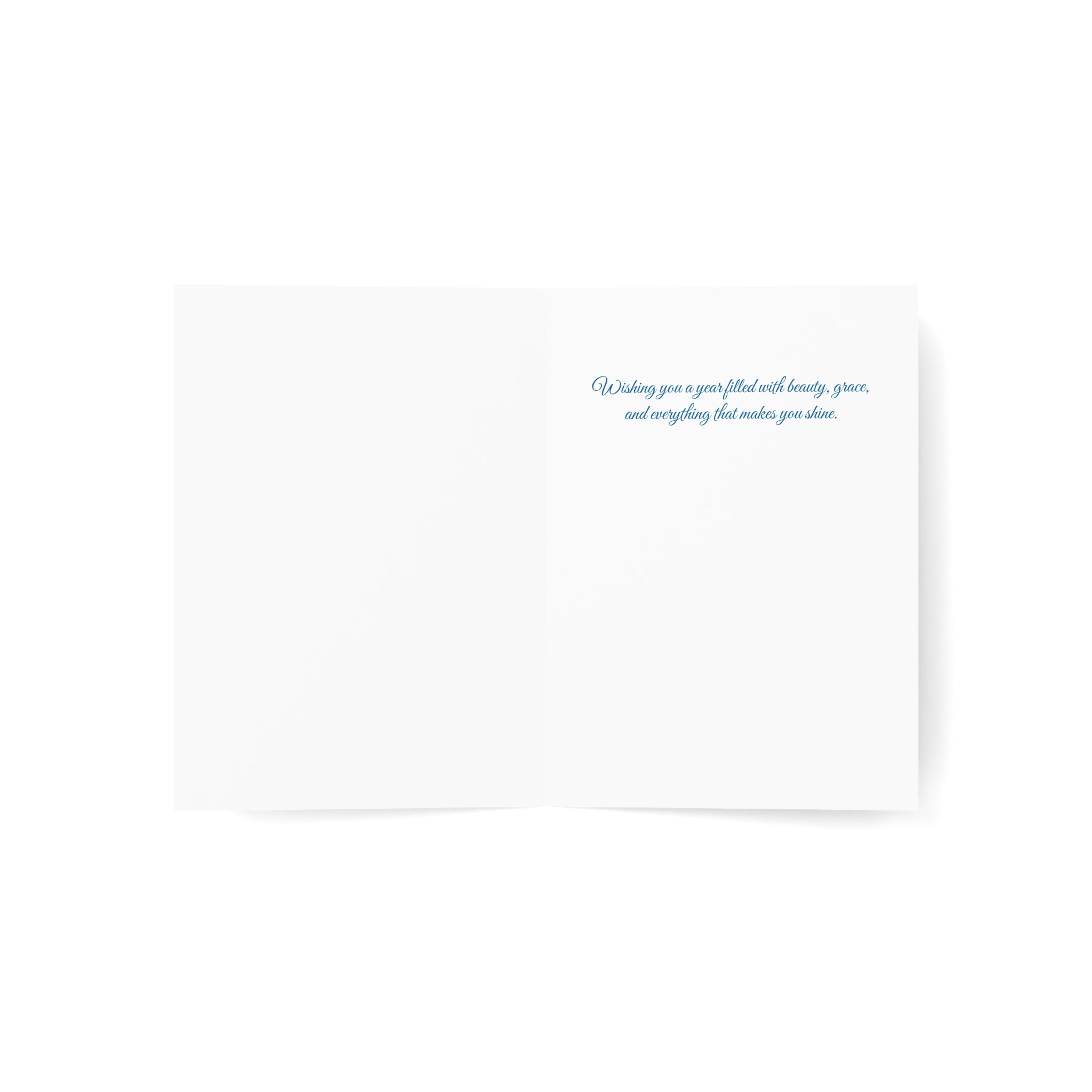 Elegant Lady in Blue watercolor birthday card, inside view with printed birthday message