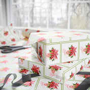 Joyful Red Poinsettia Wrapping Paper | Watercolor Christmas Gift Wrap – red poinsettia wrapping paper by Laura Trevey