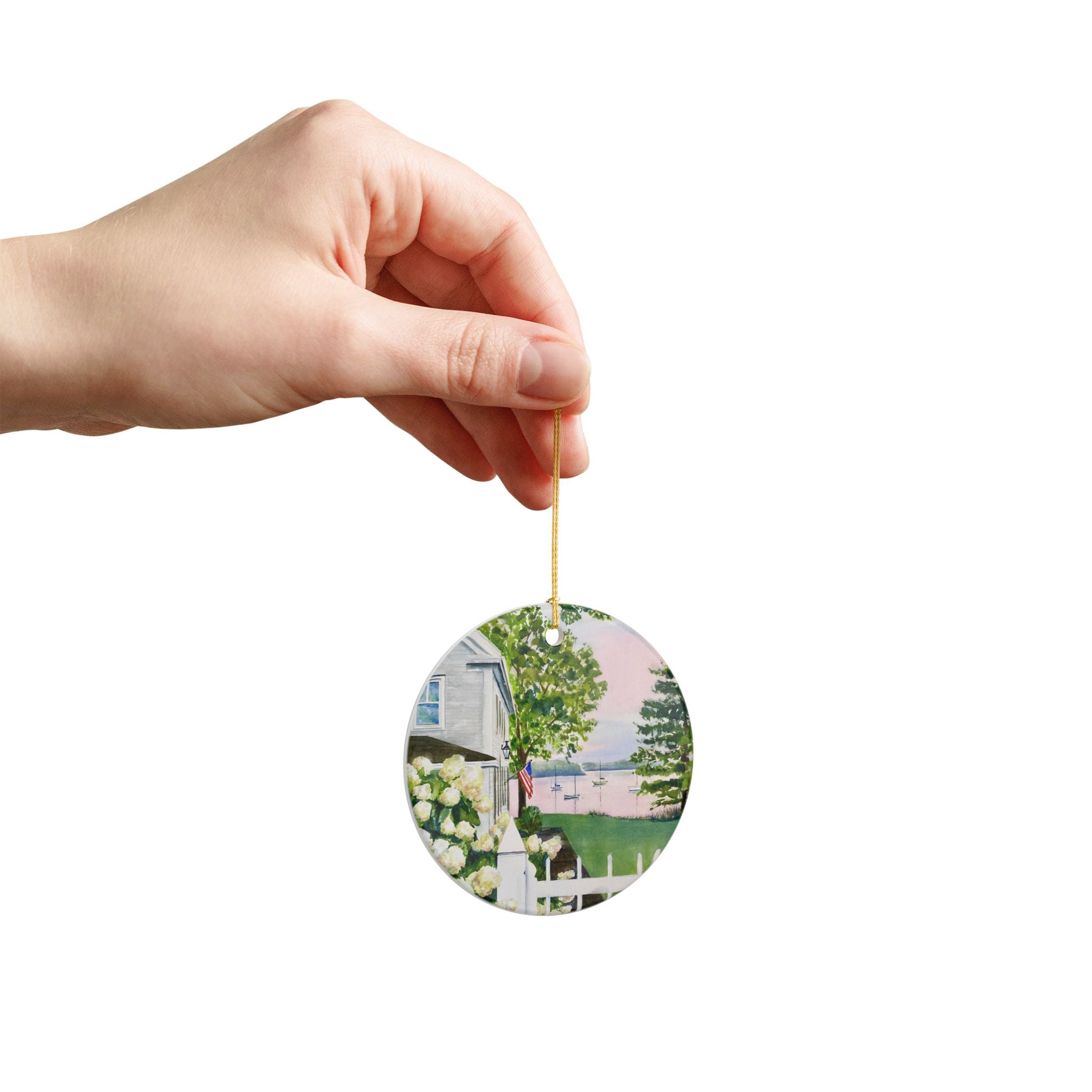 New England Hydrangea Personalized Ceramic Ornament