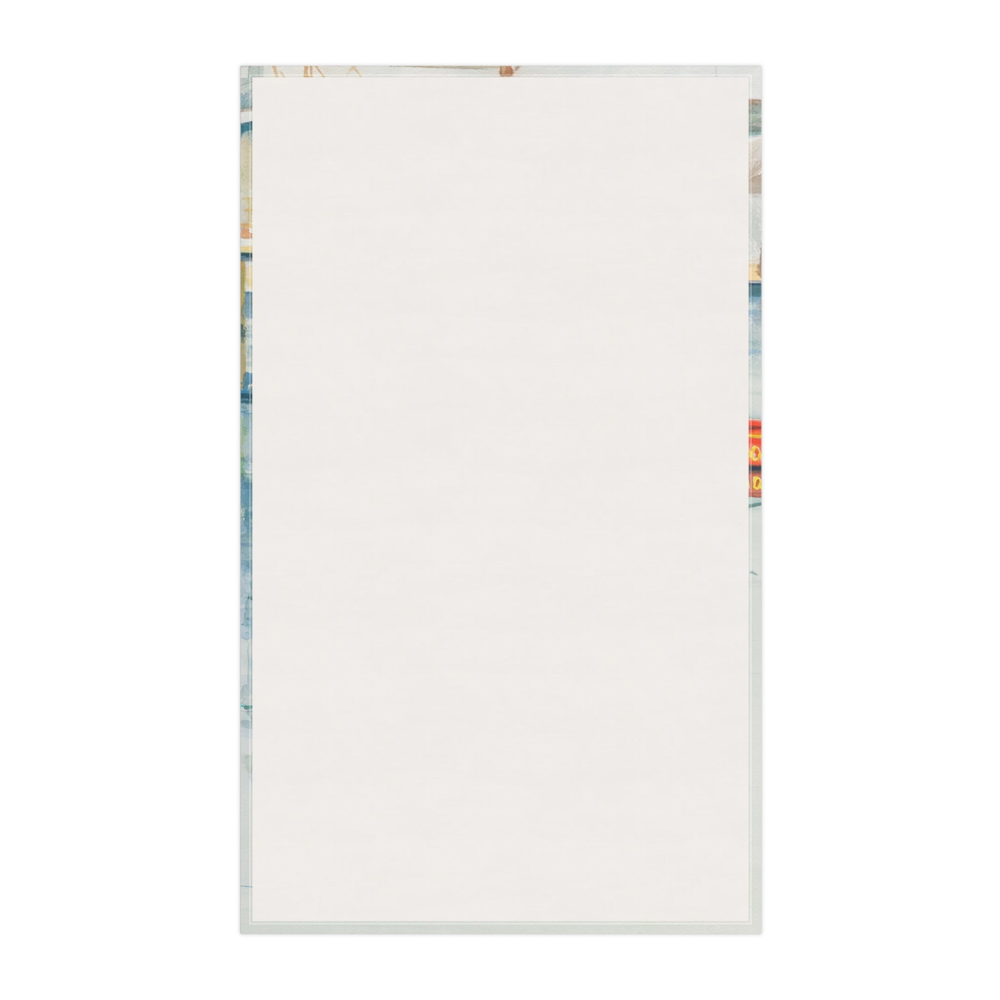 Christmas on Nantucket Tea Towel by Laura Trevey, back of the tea towel, plain white with a one-sided print