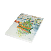 Christmas on Nantucket watercolor greeting card, stack of folded cards, view 1
