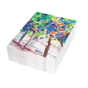 Fall Colorful Leaves watercolor greeting card, stack of folded cards