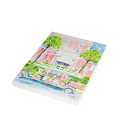 The Colony Hotel watercolor greeting card, stack of folded cards, view 1