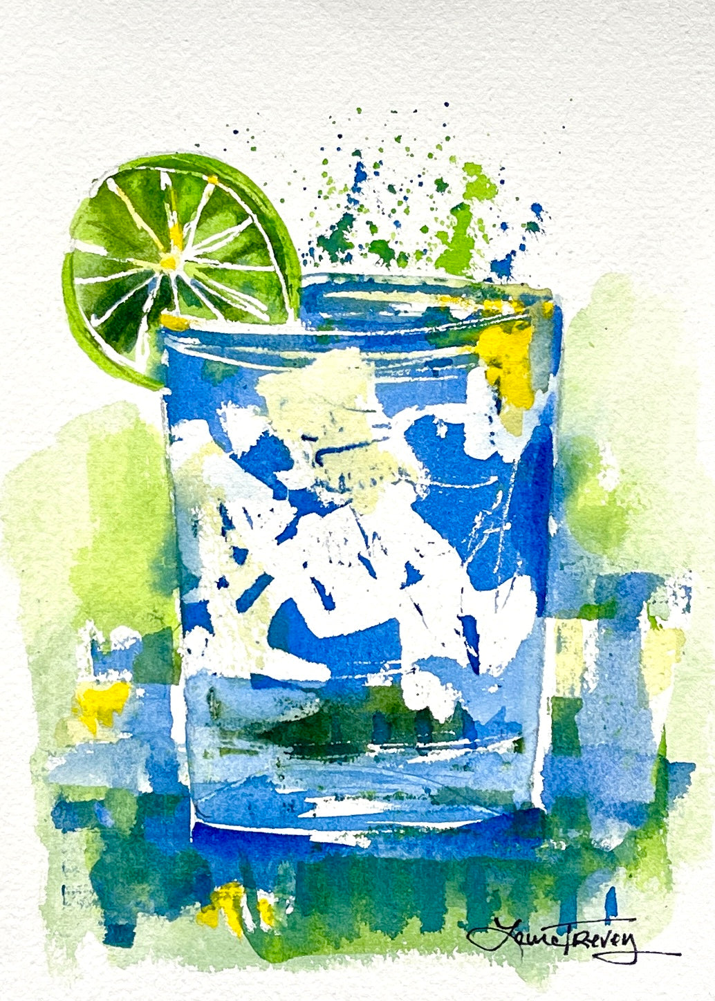 Happy Hour Watercolor Original 5x7