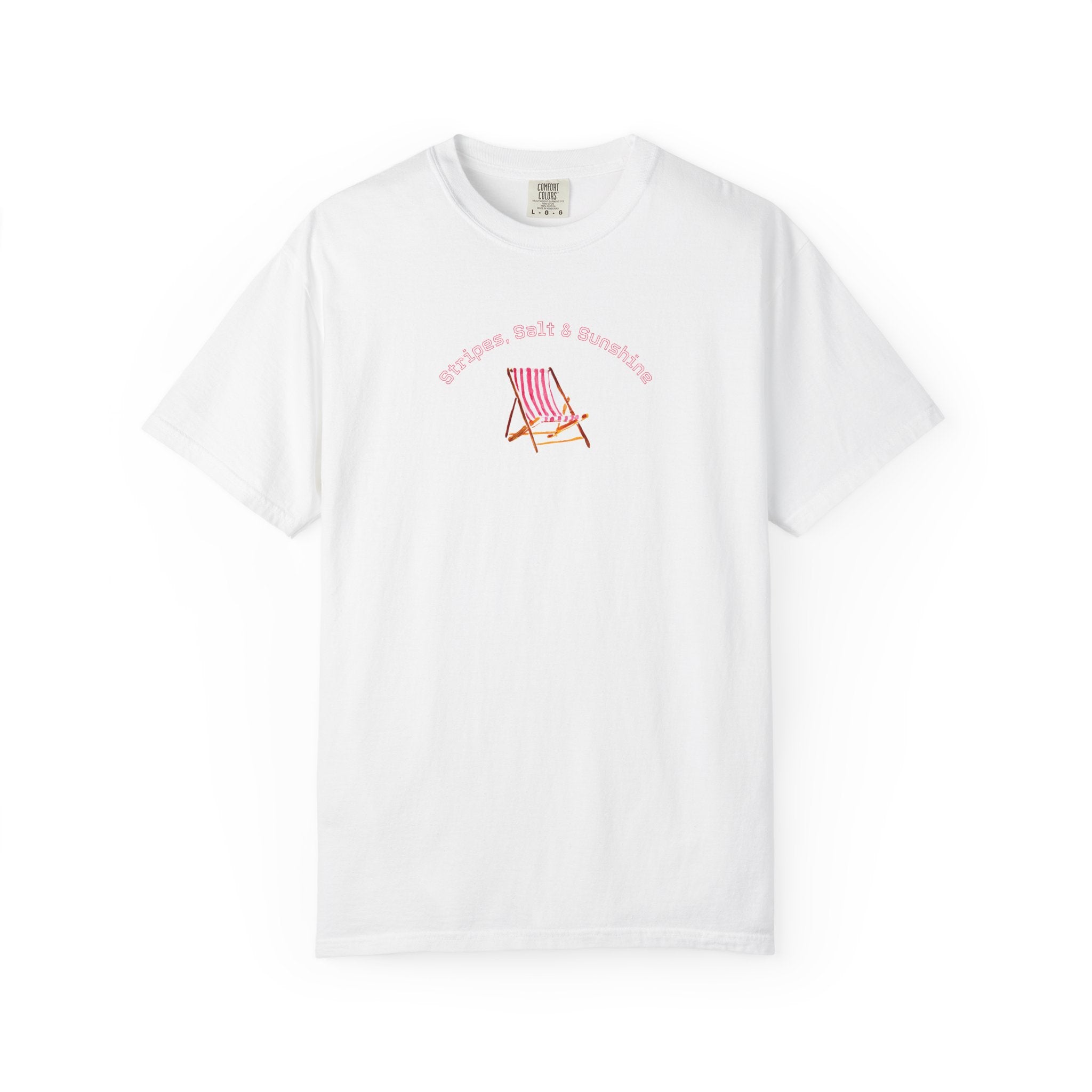 Beach Chair Tee - Stripes, Salt and Sunshine Graphic T-Shirt by Laura Trevey