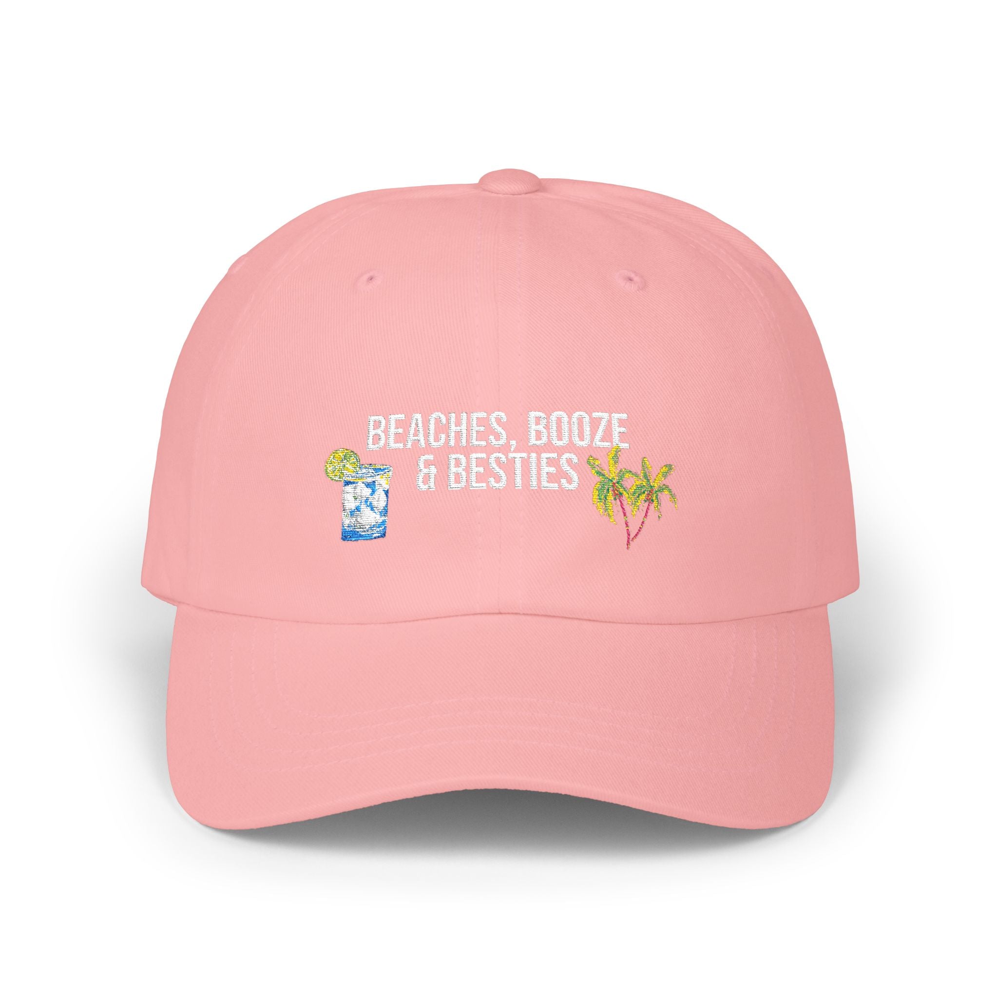 Beaches, Booze & Besties Coastal Baseball Cap by Laura Trevey, embroidered hat (view 4)