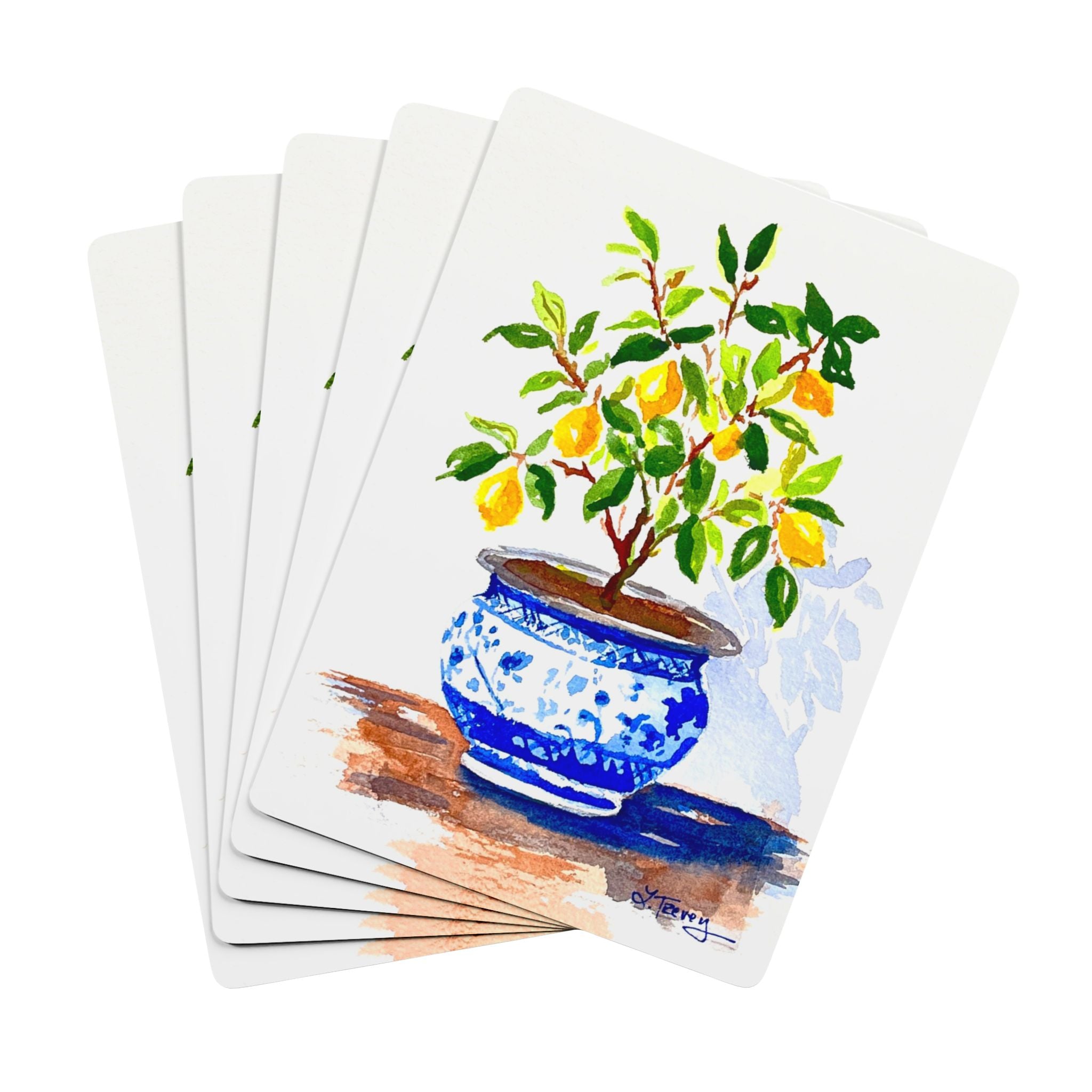 Lemon Tree Poker Playing Cards  - Watercolor Botanical Deck by Laura Trevey