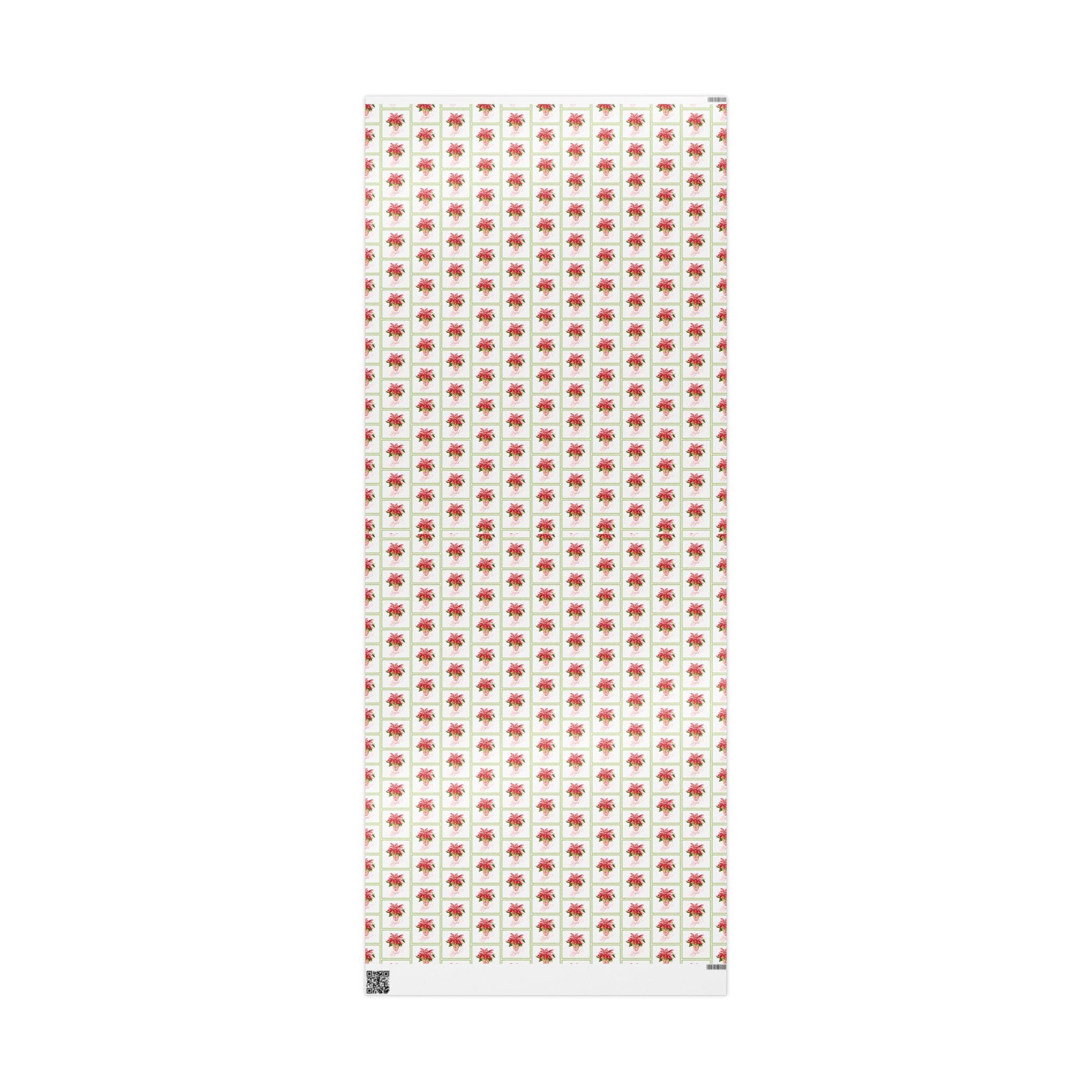 Joyful Red Poinsettia Wrapping Paper | Watercolor Christmas Gift Wrap – rolled wrapping paper with poinsettia pattern