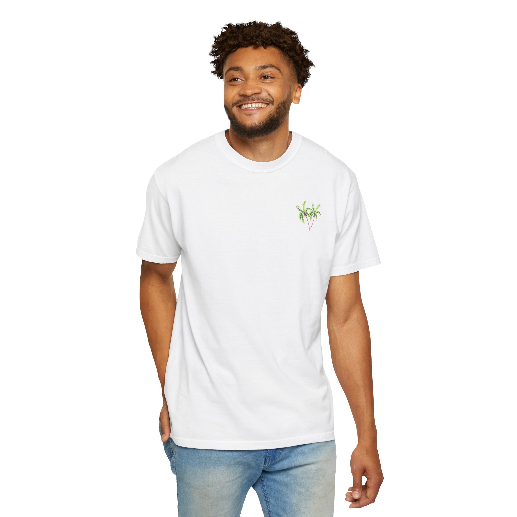 Keep Palm and Carry On Comfort Colors T-Shirt - Original Watercolor Palm Tree Tee by Laura Trevey (view 13)