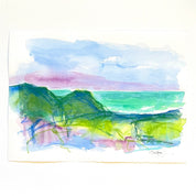 Rocky Road Seascape Watercolor 11x15 by Laura Trevey