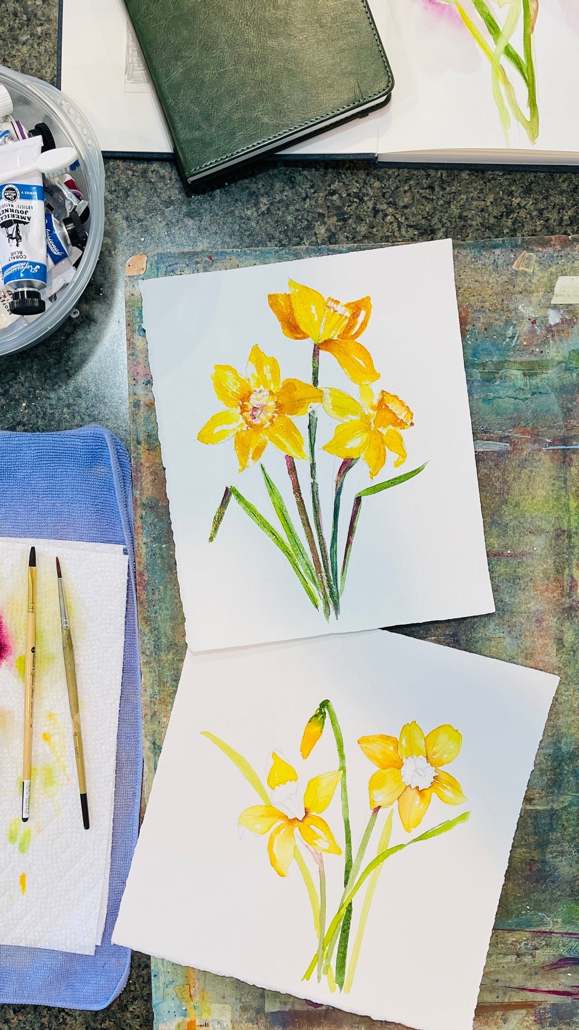 Daffodils 8x10 Botanical Watercolor Original Painting