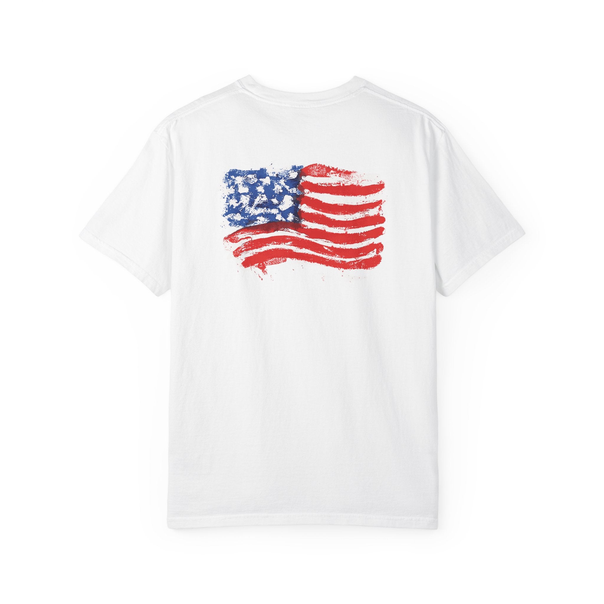 American Flag Vintage Brushstroke T-Shirt by Laura Trevey
