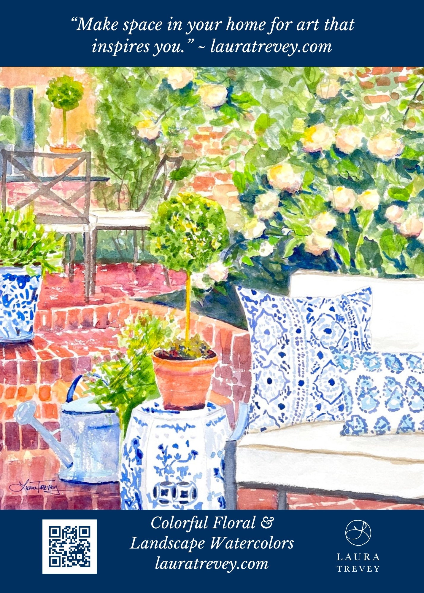 Backyard Oasis Watercolor Giclee Print