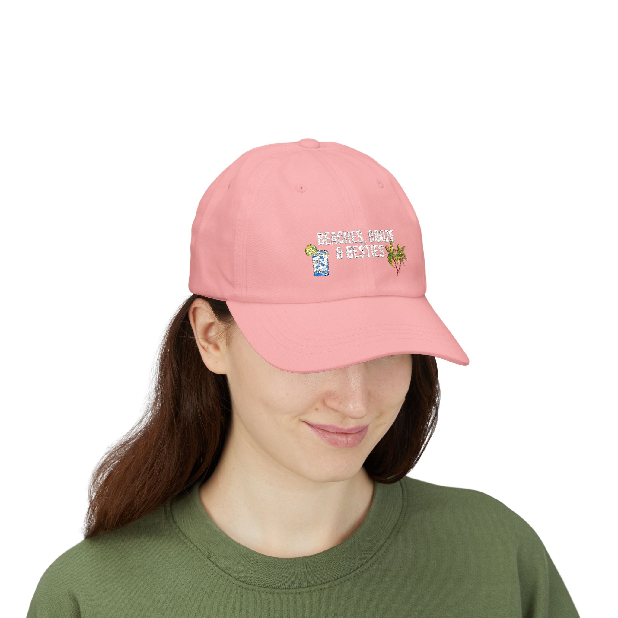 Beaches, Booze & Besties Coastal Baseball Cap by Laura Trevey, embroidered hat (view 11)