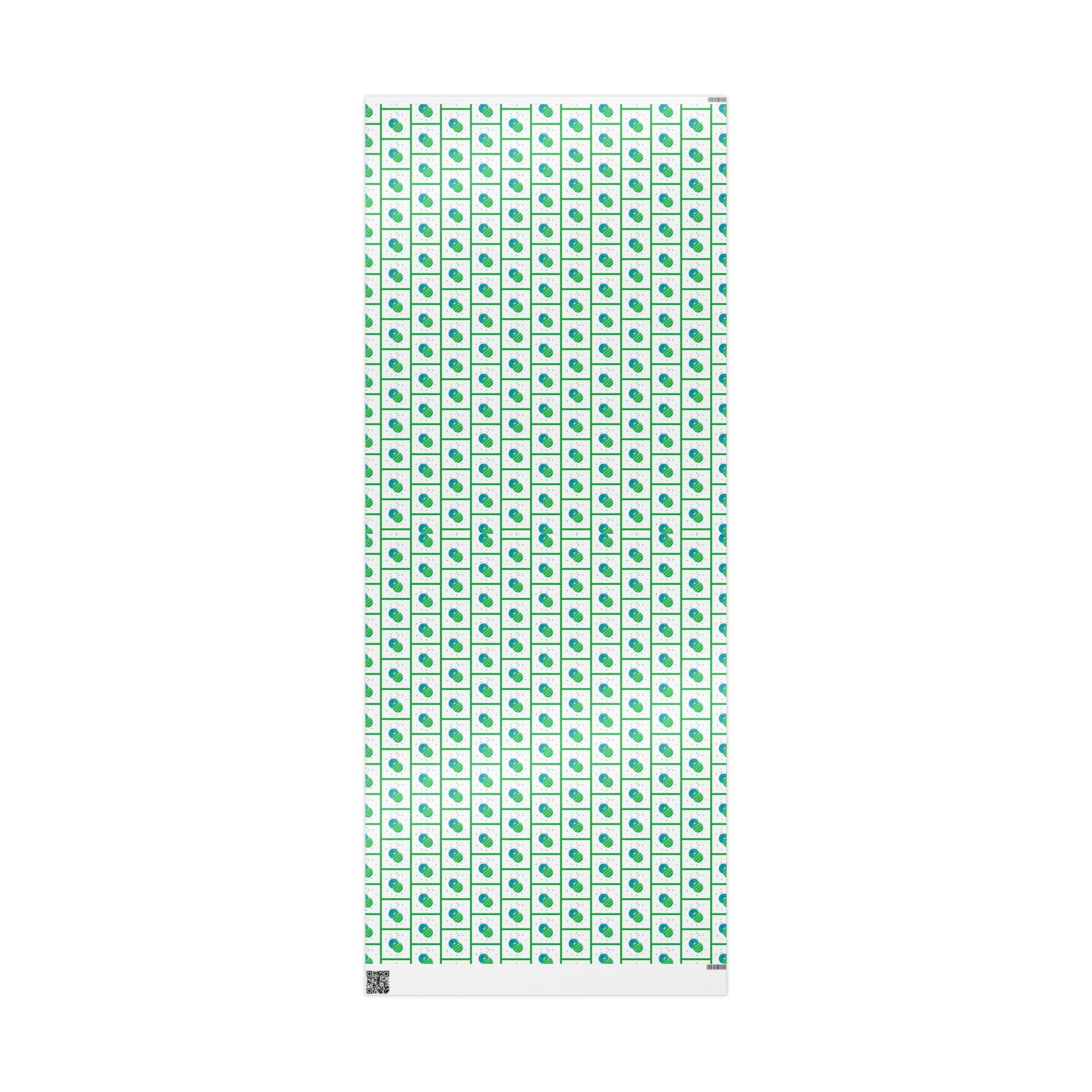 Merry Merry Lime and Teal Ornament Wrapping Paper | Watercolor Christmas Gift Wrap – rolled wrapping paper with teal and lime ornament pattern