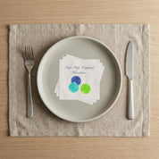 Hap Hap Happiest Christmas paper napkins with blue, turquoise and lime watercolor ornaments
