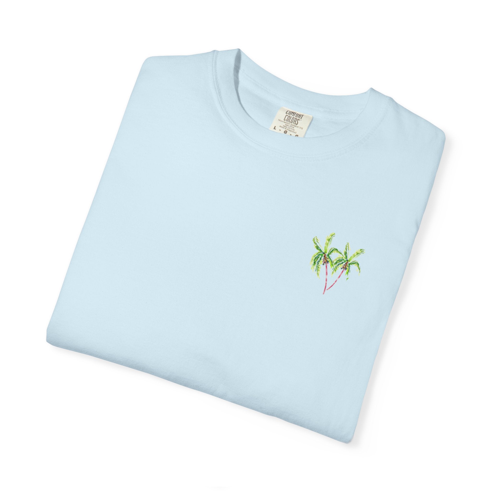 Keep Palm and Carry On Comfort Colors T-Shirt - Original Watercolor Palm Tree Tee by Laura Trevey (view 12)