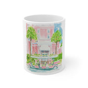 The Colony Hotel Palm Beach watercolor ceramic mug by Laura Trevey, part of the holiday gift set