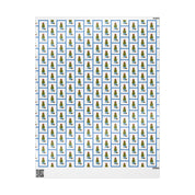 Blue Frame Topiary Wrapping Paper | Watercolor Boxwood Christmas Gift Wrap