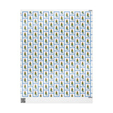 Blue Frame Topiary Wrapping Paper | Watercolor Boxwood Christmas Gift Wrap