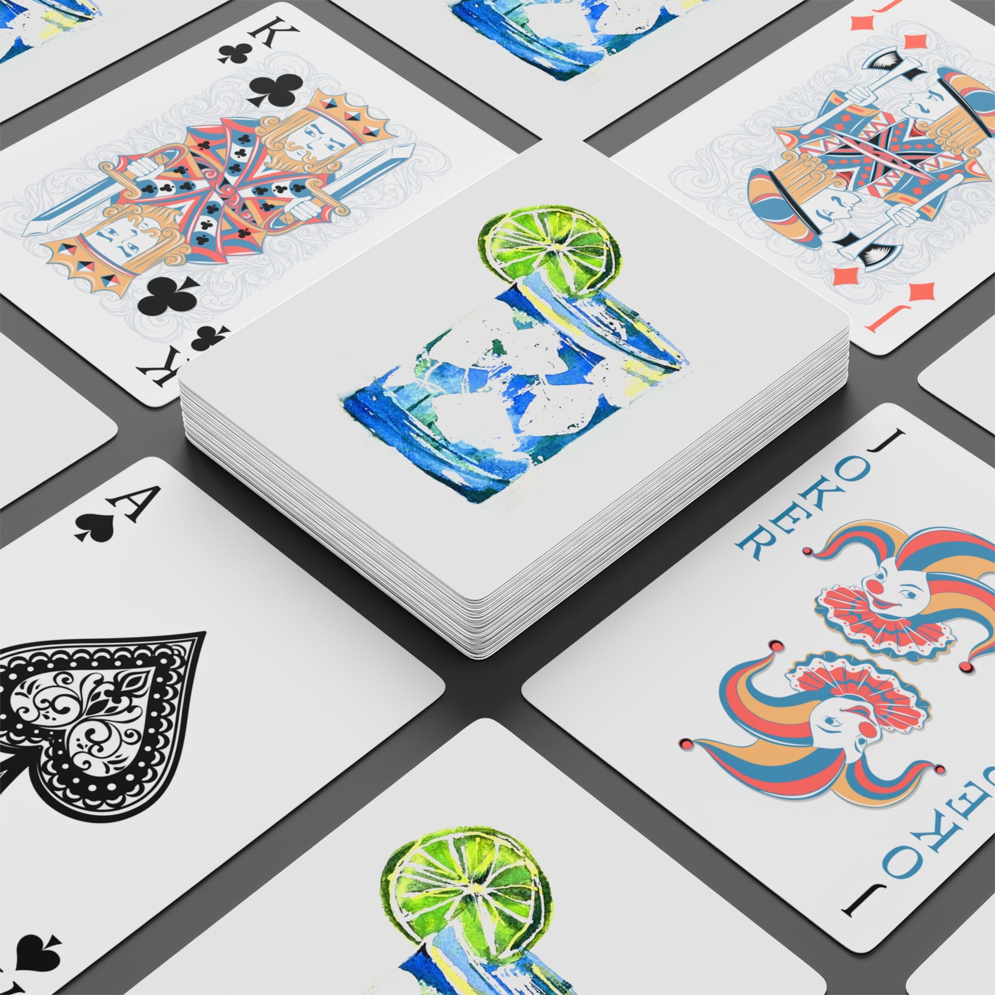 Cocktail Watercolor Playing Cards - Artistic Poker Deck by Laura Trevey (view 5)