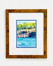 Palma Mallorca Cliffs & Sea - Vibrant Watercolor Giclée Print by Laura Trevey (view 4)